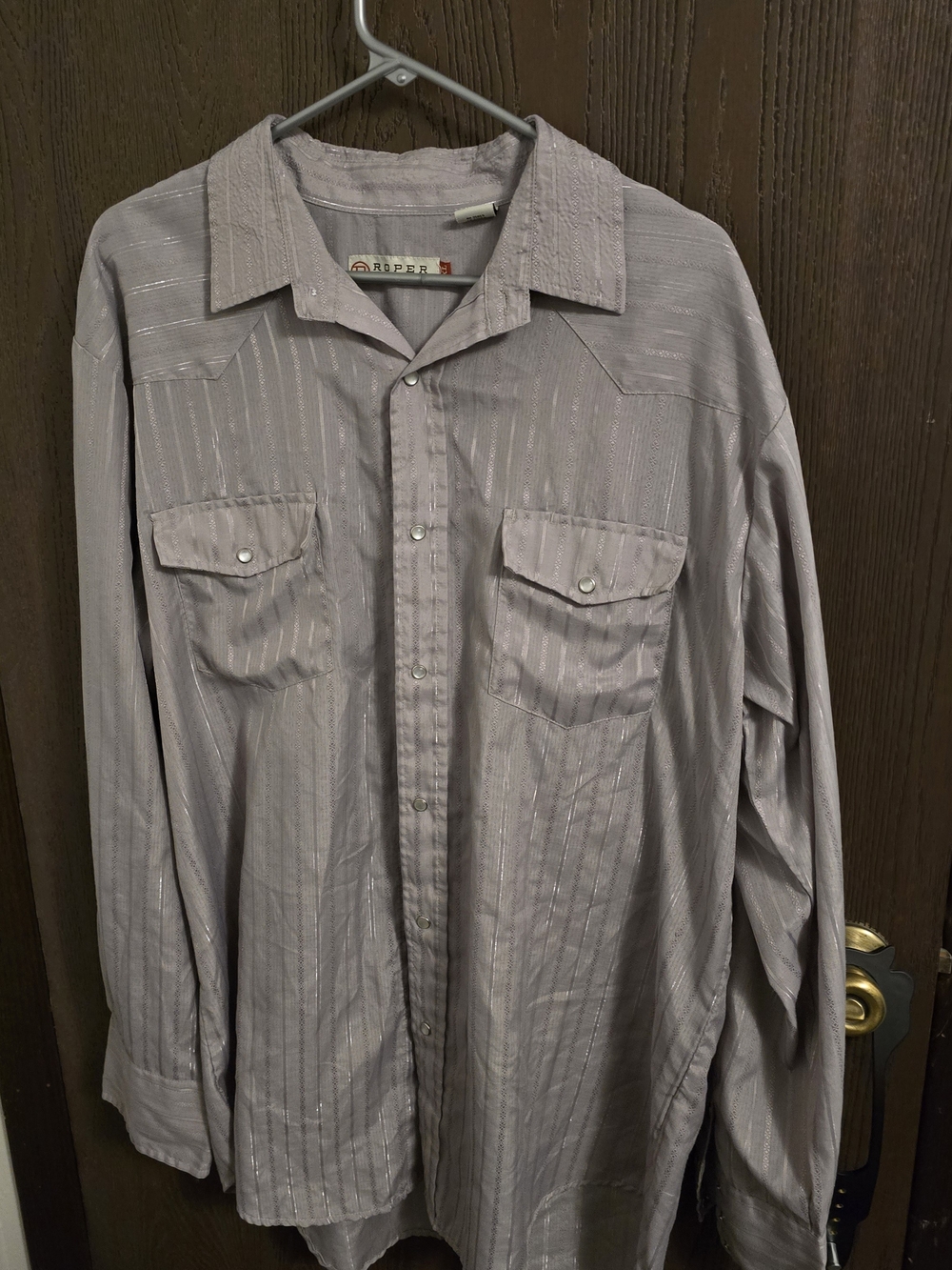 Roper Men’s Light Gray Long-Sleeve Western Button-Down Shirt
